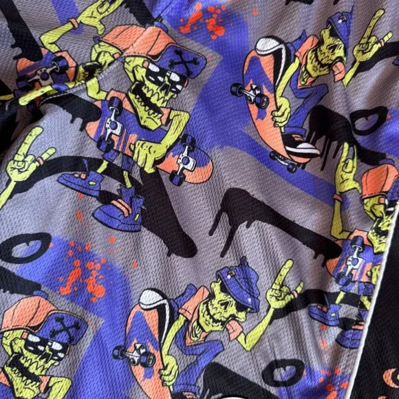 Flow Society Lacrosse Shorts Boys YXL Skeleton Skateboard LIVE TO RIDE FLOW - Picture 3 of 3